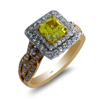 2.01ct.tw. Diamond Ring Fancy Yellow Dia 1.21ct.GIA FY/SI2 14K Three Tone Gold DKR002594